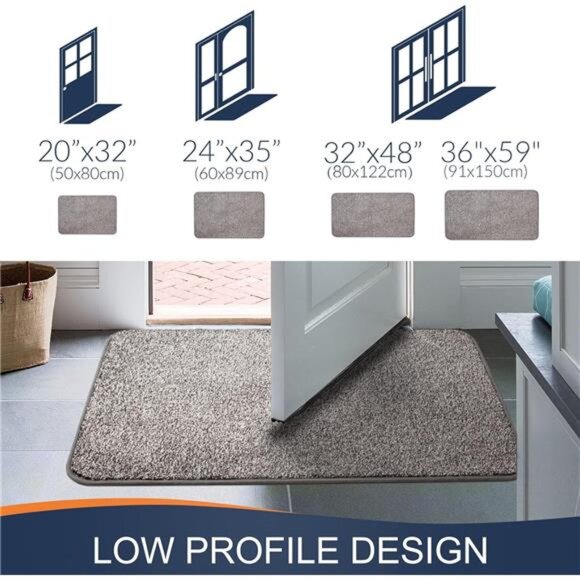 Indoor Doormat,Front Door Mat for Entrance (20"x32" Light Grey) Machine Washable - Picture 3 of 7
